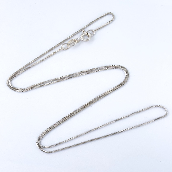 Vintage Italy Sterling Silver 925 Box Chain Necklace 18" - Picture 1 of 4
